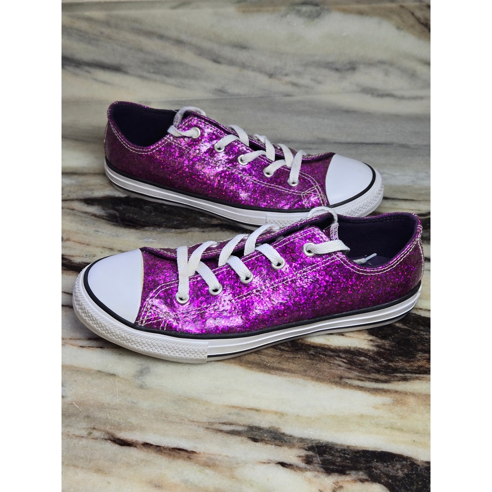 Converse Chuck Taylor All Star Purple Glitter Low  Sneakers Junior Sparkly Eu 36 - Picture 8 of 10